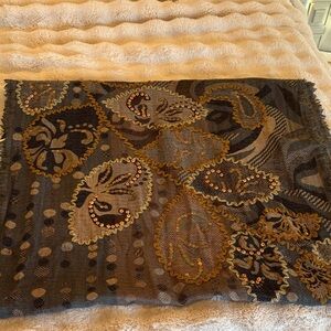 Anthropologie NWT Embroidered Wool Paisley Scarf